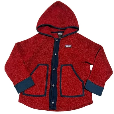 Patagonia Toddler 5T Red Snap Front Retro Pile Fleece Hooded Jacket - Image 1 of 4