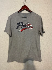 Youth Polo Ralph Lauren USA American Flag Script Logo Tee Shirt Size XL - Picture 1 of 4