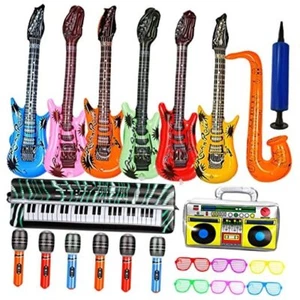 22 Pack Inflatable Guitar,Blow Up Guitar,Inflatable Rock Star Toy Set,6 - Picture 1 of 8