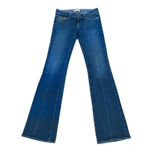 Pantalones de mezclilla para mujer PAIGE vintage fax justo talla 27 Y2K corte bajo pierna acampanada azul - Imagen 1 de 7