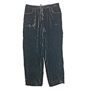 EDDIE BAUER Full Leg Pant Black Velvet Pants Womens 10 (32 X 30) Elastic Waist - Picture 1 of 14