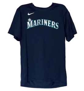 Mariners Shirt NIKE Boys Medium MLB Top T-Shirt The Nike Tee Little League Patch - Picture 1 of 15