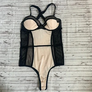 Coquette Damen Body Teddy Dessous schwarz beige Größe M Netz Bügel - Bild 1 von 11