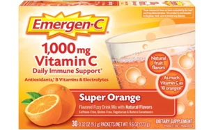 Emergen-C Vitamin C Packets 1000mg Super Orange 30 packets Daily Immune Support - Picture 1 of 6