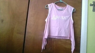 Volcom Pink Size XS Side-Tie Tanktop "Abstract" Graphic White Embroidery Armhole - Image 1 of 4