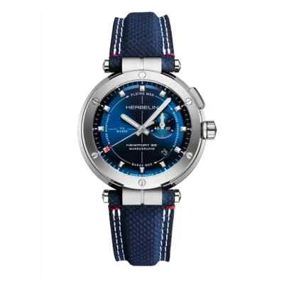 Herbelin Newport 24688A15 Men Mareographe 35th Anniversary Blue Tide Gauge Watch - Image 1 of 4