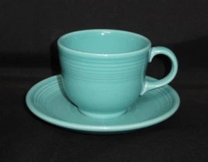 Homer Laughlin Fiesta Geschirr Tee-/Kaffeetasse & Untertasse ~ türkis türkis - Bild 1 von 7