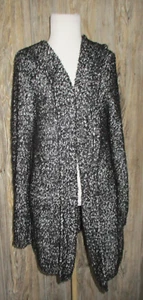 Almost Famous Hooded Open Cardigan Cozy Sweater Black White Size XL Fairy Grunge - Picture 1 of 12
