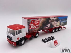 Herpa MAN F90 Semi-trailer red/white „Ein Herz for Tiere“ 1:87 /H16624