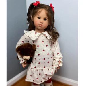 30″ Realistic Reborn Baby Doll Toddler Girl Rooted Hair Cloth Body Handmade Gift - Picture 1 of 4