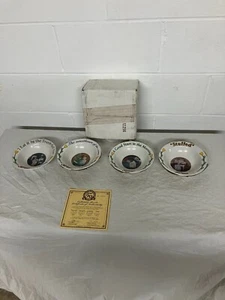 Set Of 4 Vintage Kellogs Ceramic 6 1/2” Cereal Bowls Made In USA 1996 w/cert. - Picture 1 of 10