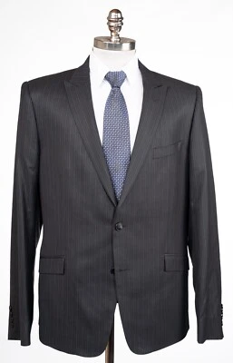 VERSACE COLLECTION Black Wool Sport Coat Striped Slim Fit Peak Lapel 44 R EU 54 - Image 1 of 4