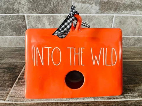 Rae Dunn Into The Wild Tent Shaped Birdhouse Orange Ceramic Tent Camping Decor Cover
