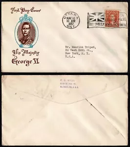 1937 Canada FDC – Coronation of King George VI – Ottawa to USA – Royal Cachet - Picture 1 of 3