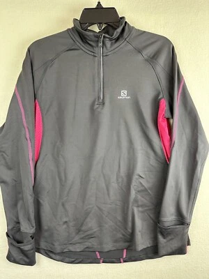Pullover Salomon Mujer Talla Grande Gris y Rosa 1/4 Cremallera AdvancedSkin Cálido Foto 1 de 4