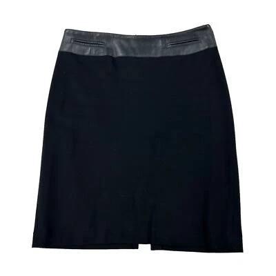 Falda lápiz Worth negra con ribete de cuero mezcla de rayón cremallera para mujer 10 Foto 1 de 3