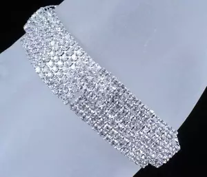 PARTY CLEAR AUSTRIAN CRYSTAL RHINESTONE BRACELET BANGLE WED BRIDAL B2199 SILVER - Picture 1 of 6