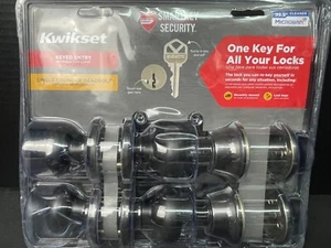 Kwikset Keyed Entry Smart Key Security Deadbolt Door Knob Set in Venetian Bronze - Picture 1 of 8
