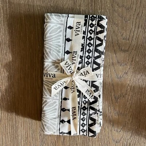 Vietri Viva Bohemian Napkins Black And White - Set of 4 - NEW, Italian - Picture 1 of 4