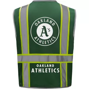 ⚾🚧🦺OAKLAND A'S WORK SAFETY VEST GREEN PPE W/REFLECTIVE LOGO SIZE M/L/XL/2-4XL - Picture 1 of 1
