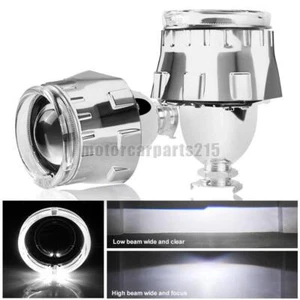 2X 2.5" Bi xenon HID Projector Lens RHD Headlight White LED Angel Eyes Retrofit - Picture 1 of 9