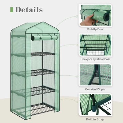 4 Tier Mini Greenhouse with Reinforced Cover Green House Portable Yard Indoor - Image 1 of 4