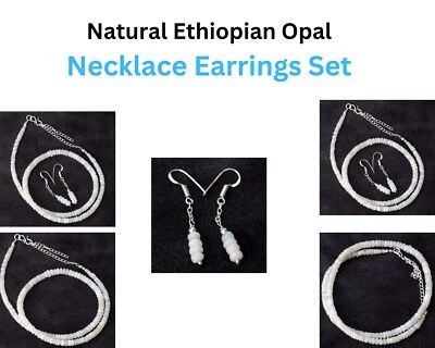 Natural Ethiopian Fire Opal Beaded Choker Necklace Earrings Set 18+2|1.6" - Image 1 of 4