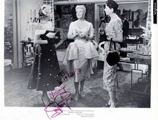 P012 GINGER ROGERS signed 8x10 still '54 full-length in great dress & cigarette