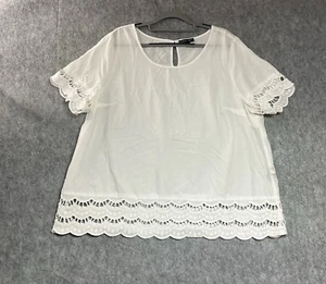 Lane Bryant Top Shirt Damen Plus 1X Weiß Kurzarm Capsule Minimal Cottage - Bild 1 von 10