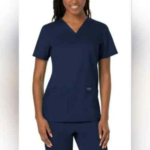 Cherokee Scrubs Revolution Workwear Shirt Womens Small Navy Blue V Neck NWT - Picture 1 of 10
