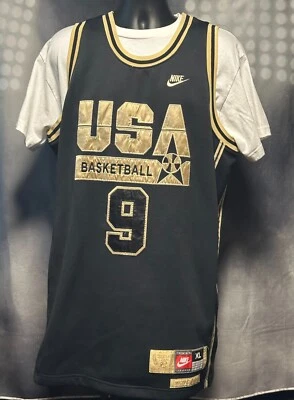 Camiseta deportiva de colección Nike USA Dream Team Michael Jordan #9 negra/dorada para hombre XL (48)  Foto 1 de 4