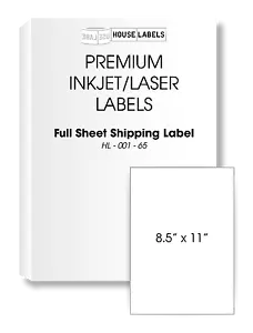 Ganzer Bogen Versandetiketten selbstklebend leer 1-UP 8,5" x 11" weiß 200 Blatt - Bild 1 von 3