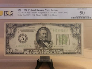 1934 $50 FRN BOSTON MA Fr.2102-A LGS PCGS CERT @ AU50 - Picture 1 of 5