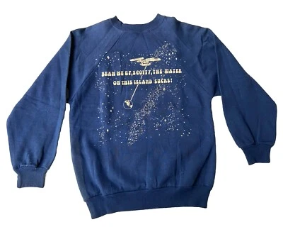 Sudadera Rara De Colección Star Trek Años 80 Medio Ambiente Ciencia Ficción Beam Me Up Scotty Mediana Foto 1 de 4