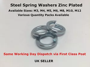 SPRING WASHERS STEEL ZINC PLATED RING SPLIT HELICAL HELIX LOCK WASHER DIN 7980 - Picture 1 of 1