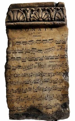 WALL PLAQUE - Architectural Stone-like Resin w Sonata In La maggiore MUSIC - Image 1 of 4