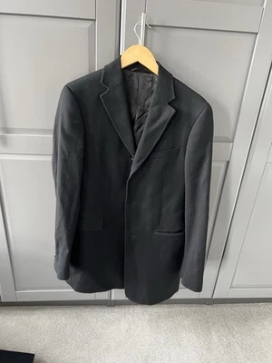 DKNY men’s black 100% wool coat - size 38”R - Image 1 of 4