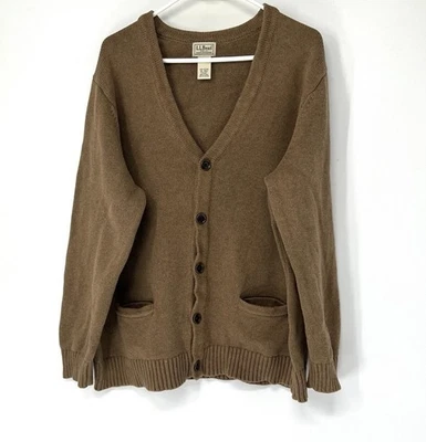 L.L. Cárdigan Bean Clásico Marrón Tejido Hombre’s XL V Cuello Abotonado Tejido Foto 1 de 4