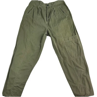 Vtg 80s Limited Express Instant Glamour Olive Green Cotton Pleated Pants JR 13 - Image 1 of 4