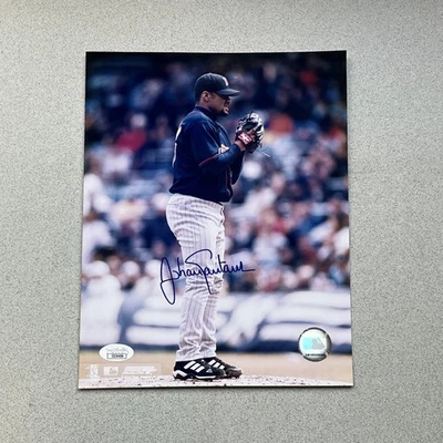 Johan Santana Signed 8x10 Pitching Photo JSA COA - Image 1 of 3