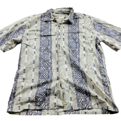 BURMA BIBAS Shirt Mens XL Cotton Multicolor Geometric Button Up Hawaiian  - Image 1 of 4