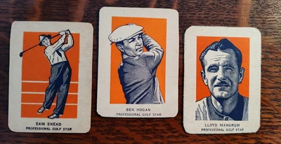 3-1952 Wheaties Cereal Hand-Cut PGA Golf Stars Ben Hogan Sam Snead &Mangrum EX++ - Image 1 of 2