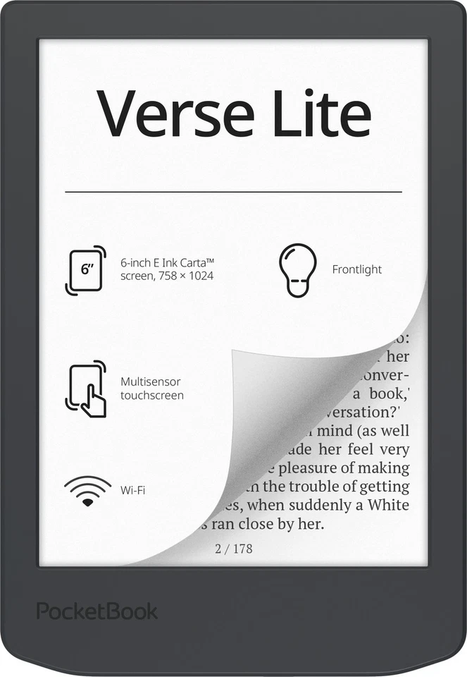 PocketBook Verse Lite E-Reader, 6" E-Ink Touch, 8 GB, Grau, DE/AT/CH-Version - Bild 1 von 4