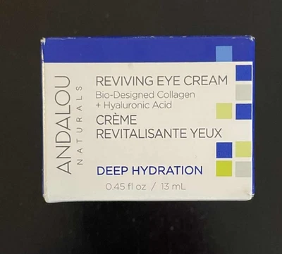 Andalou Naturals 深层保湿眼霜 0.45 盎司素食胶原透明质酸 — 第 1/2 张图片