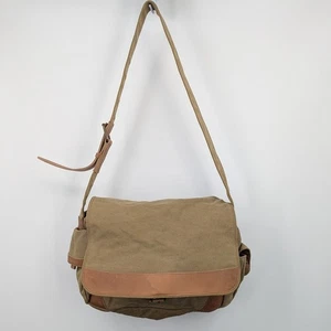 L.L. Bean Canvas Leather Messenger Crossbody Adjustable Strap Unisex Preppy Bag - Picture 1 of 10