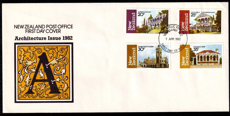 New Zealand 1982 Architecture First Day Cover FDC SC 744-747 - Image 1 of 1
