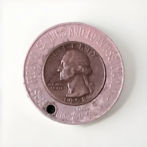 Cuarto de plata 1958 recubierto, primer ahorro federal y préstamo de Broward Co - T4 - Imagen 1 de 2