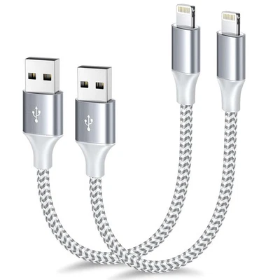 [Apple MFi Certified] Short iPhone Charger 1ft 2Pack,USB A to Lightning Cord Nyl - Image 1 of 4