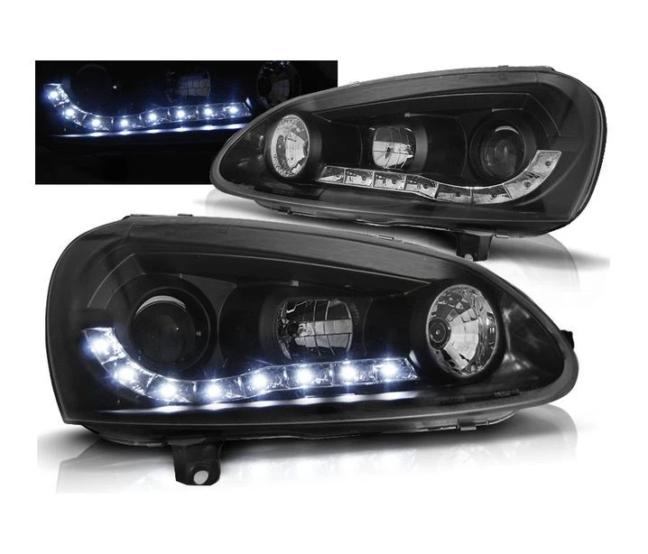 faros para VW GOLF 5 2003 2004 2005 2006 2007 2008 luz diurna negro LHD Foto 1 de 1