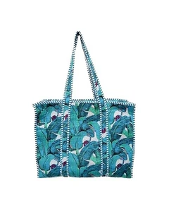 Bolso de Hombro Acolchado Estampado de Jirafa Floral Indio Para Mujer Playa Algodón Bolso de Mano - Imagen 1 de 4